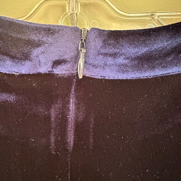 NWTAryeh Dark Blue Velvet Keyhole Dress Sz S Poly/Spandex Flare Sleeve Zip Back - Picture 4 of 10